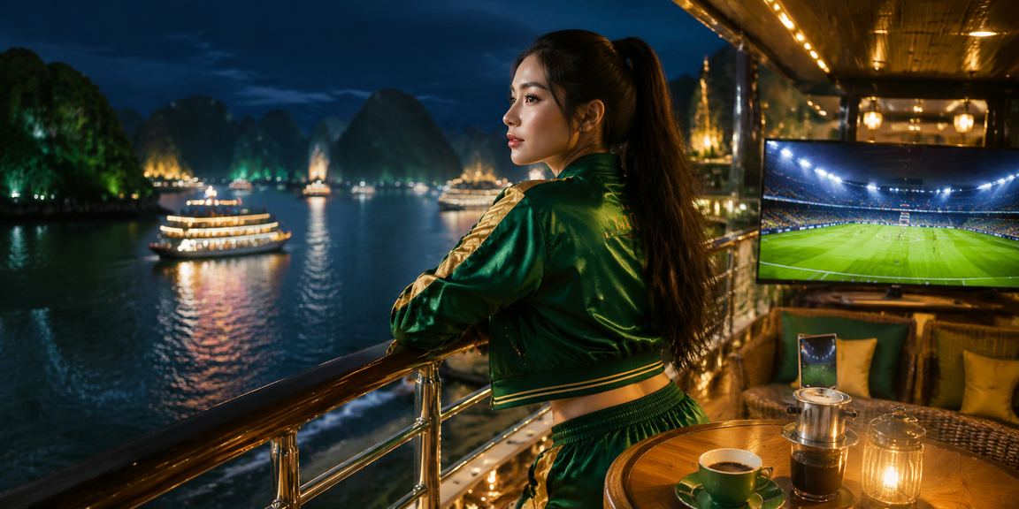 Khung cảnh Hạ Long kết hợp chủ đề casino và cà phê Việt Nam