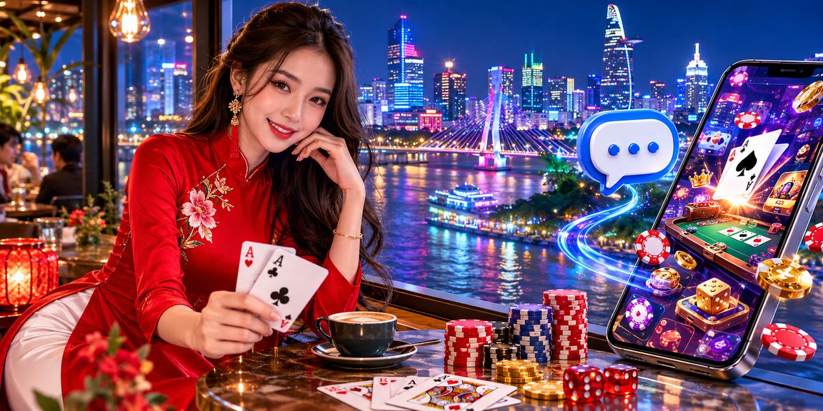 Không khí TP Hồ Chí Minh với chủ đề trò chơi bài và áo dài Việt Nam