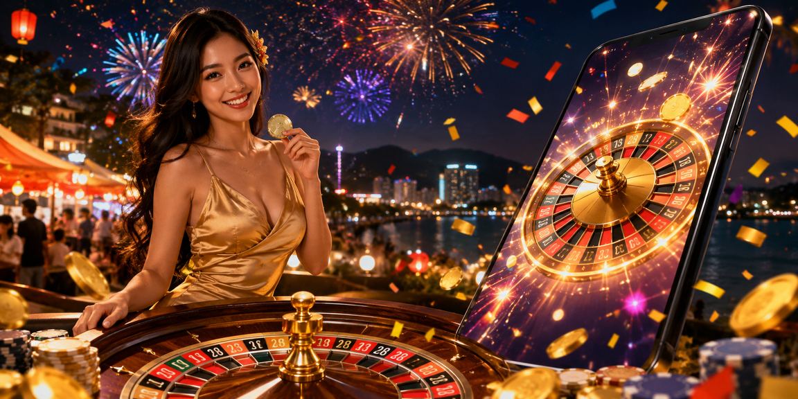 Chợ đêm Nha Trang với chủ đề roulette và không khí giải trí về đêm